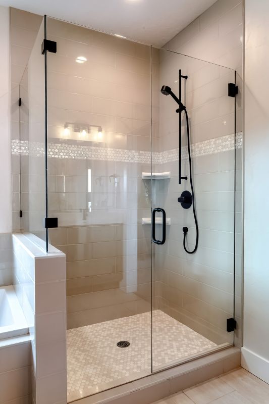 Corner Walk-in Shower with Matte Black Fixtures