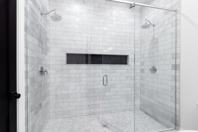 Open Shower with Textured Wall Tiles